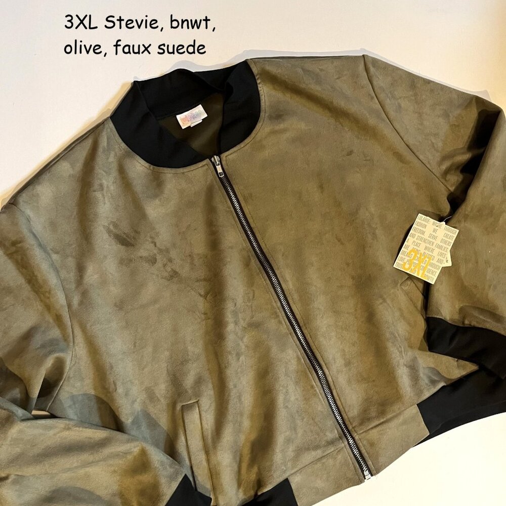 3XL Lularoe Stevie bomber jacket, olive green, faux suede